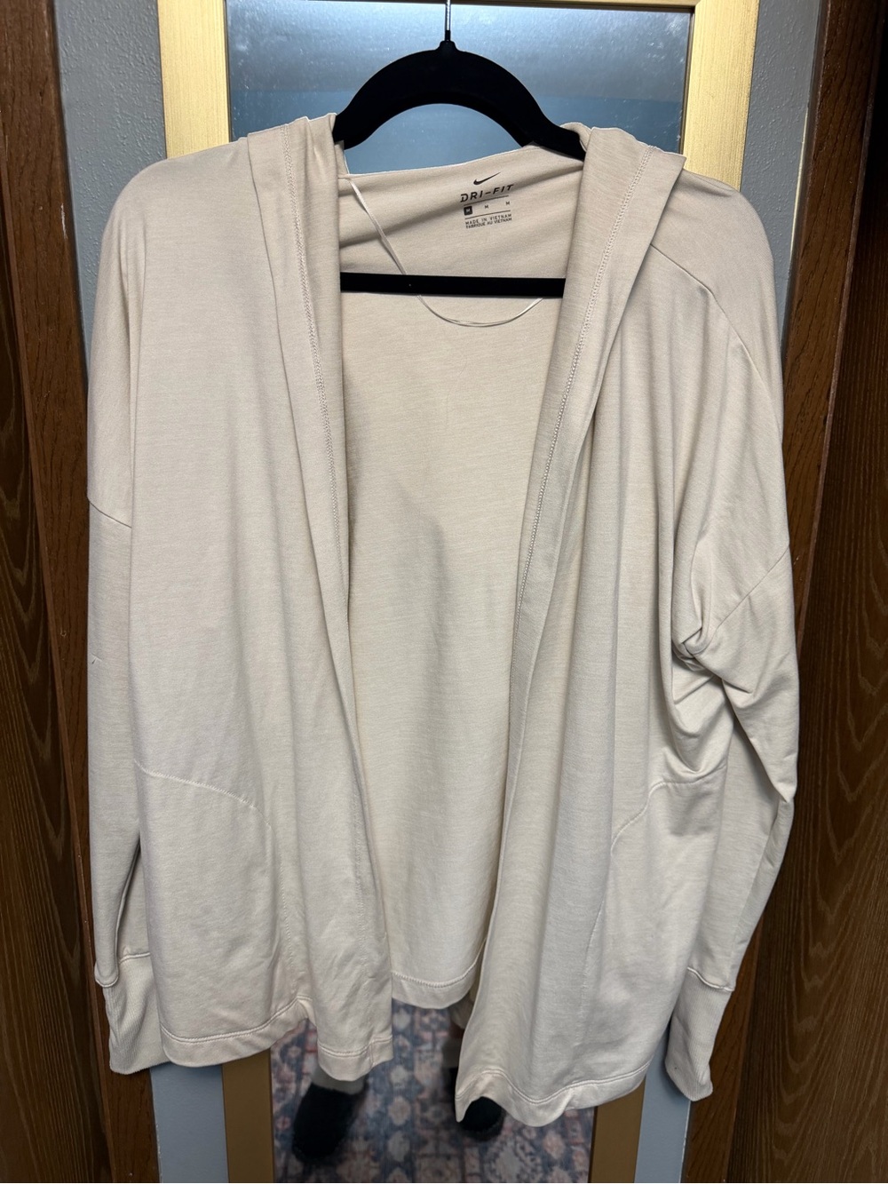 Nike Men’s Cream Open-Front Hooded Cardigan
